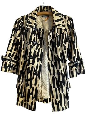 Anthropologie Taikonku belted jacket short pea trench coat Flounce Sleeve Cotton